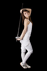 Image showing Image beautiful girl with a rapier