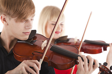 Image showing Image of musicians playing violins