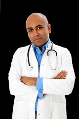 Image showing Doctor afroamerican or indian black background