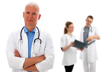 Image showing Group of doctors with European doctor