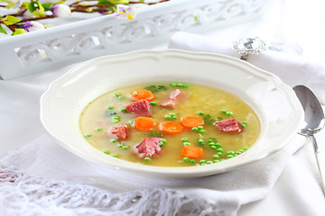 Image showing Vegetable soup with meat and bulgur