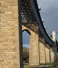 Image showing Cubzac metallic bridge, river Dordogne, Bordeaux, France.