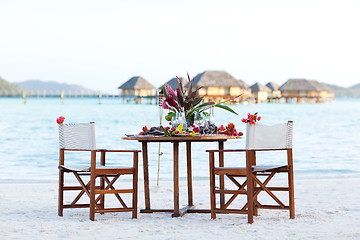 Image showing romantic dinner at the beach