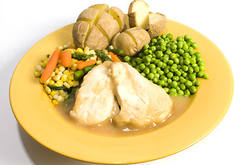 Image showing chicken dinner with vegetables