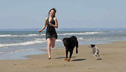 Image showing running on the beach