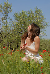 Image showing laughing woman in field