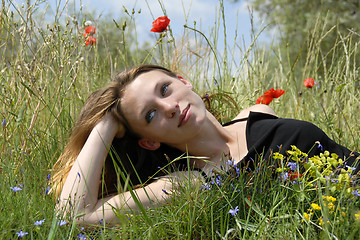 Image showing young girl in a field