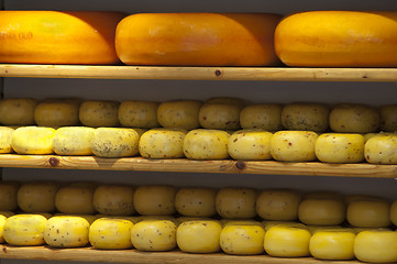 Image showing Cheese on shelves in store