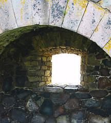 Image showing Window in stone Wall of Suomenlinna Sveaborg Fortress in Helsink