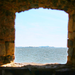 Image showing Window in stone wall of Suomenlinna Sveaborg Fortress in Helsink