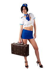 Image showing Young beautiful air hostess