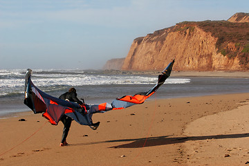 Image showing Kite surfer on the beach