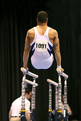 Image showing Gymnast on parallel bars