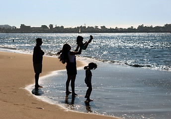 Image showing Family on the beach