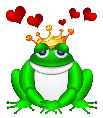 Image showing Cute Green Frog with Crown Illustration