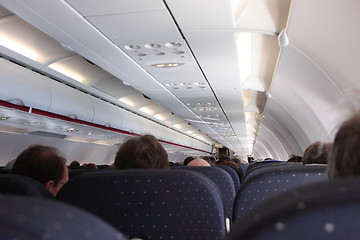 Image showing Inside the cabin of an airliner
