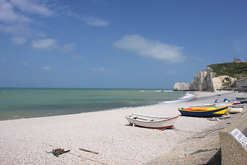 Image showing landscape of cliffs of Etretat in Normandy in France