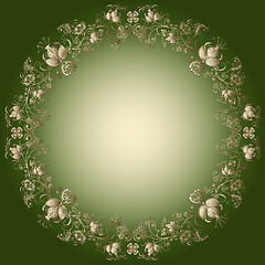 Image showing Green-gold easter frame