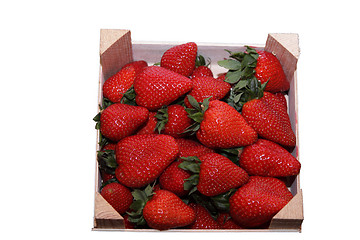 Image showing crate of strawberries isolated on white background