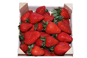 Image showing crate of strawberries isolated on white background