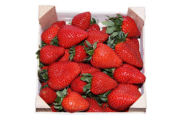 Image showing crate of strawberries isolated on white background