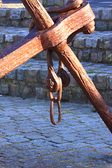 Image showing great and ancient marine anchor to anchor boats