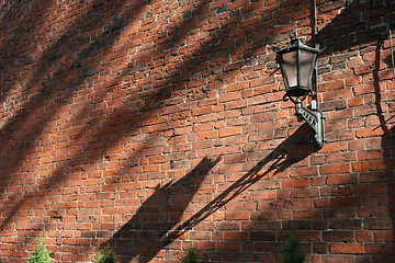 Image showing Lamp on the brick wall