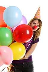 Image showing Girl with colored baloons