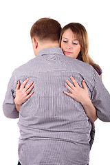 Image showing Girl embraces man