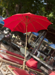 Image showing red sun umbrella