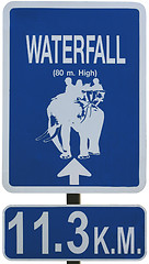 Image showing road sign waterfall