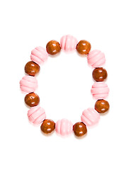 Image showing Necklace made of wood pink and brown