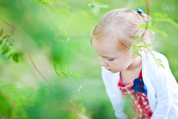 Image showing Little girl outdoors at summer day