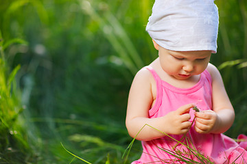 Image showing Little girl in meadow