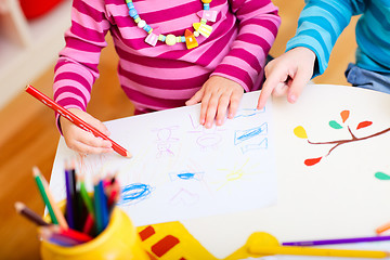 Image showing Kids drawing closeup
