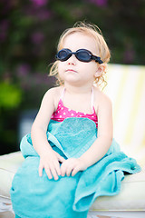 Image showing Little girl in swimming glasses