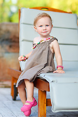 Image showing Vertical full body portrait of adorable toddler girl