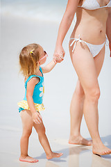 Image showing Mother and daughter on beach vacation