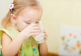 Image showing Girl drinking milk