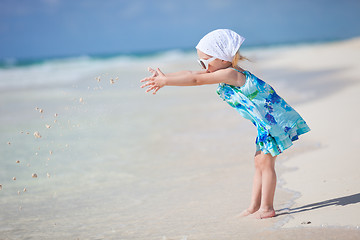 Image showing Little playful girl at beach
