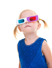 Image showing Toddler girl wearing 3D glasses