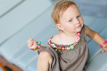 Image showing Closeup portrait of adorable toddler girl