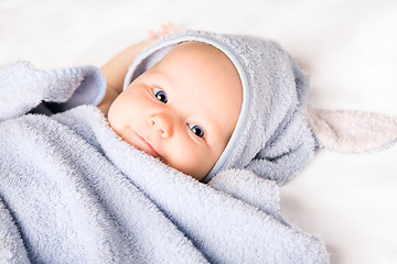 Image showing Baby in bath towel