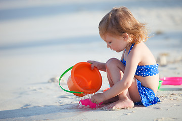 Image showing Adorable little girl at beach