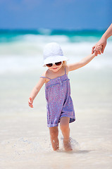Image showing Little cute girl at beach
