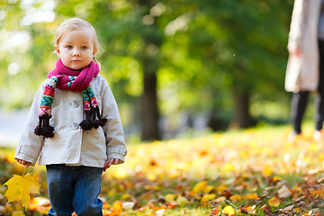 Image showing Toddler girl in autumn park