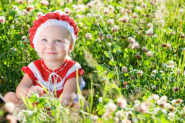 Image showing Portrait of toddler girl in meadow