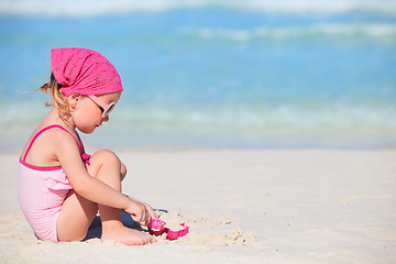 Image showing Adorable little girl at beach