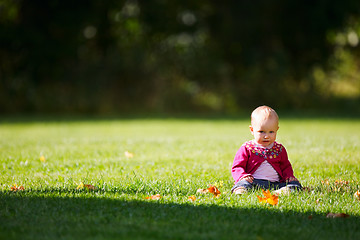 Image showing Baby girl in park