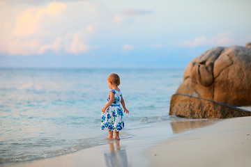 Image showing Toddler girl on the beach